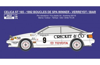 Decal – Toyota Celica ST165 - 1992 Boucles de Spa Winner - Verreydt / Biar
